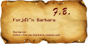 Forján Barbara névjegykártya